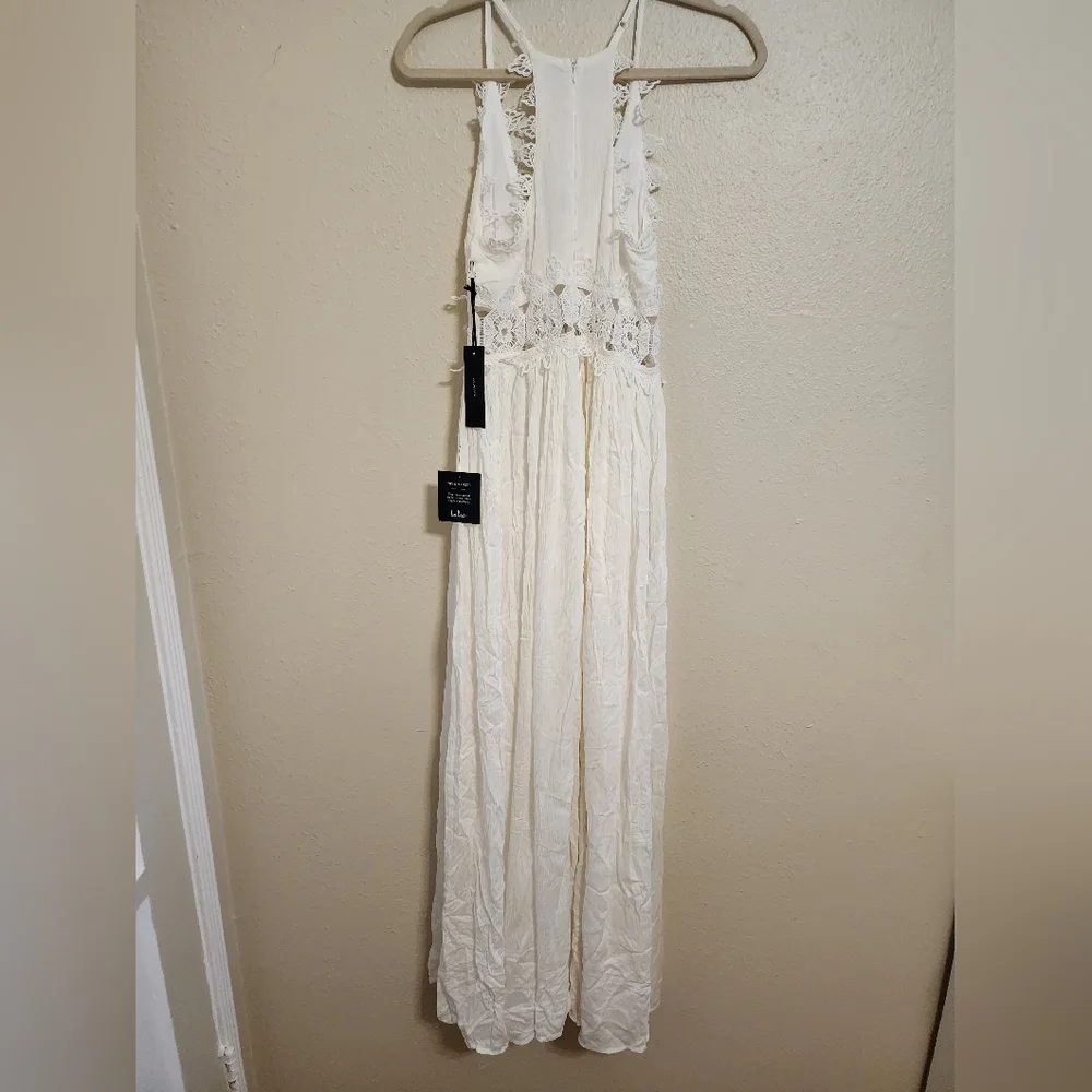 Lulus This is Love White Lace Maxi Dress S Wedding Vacation Resortwear Beach - Picture 8 of 10